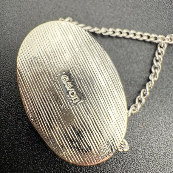 Avon Silver-Toned Genuine Abalone Oval Pendant Necklace With Chain & Spring Ring - Picture 5 of 6